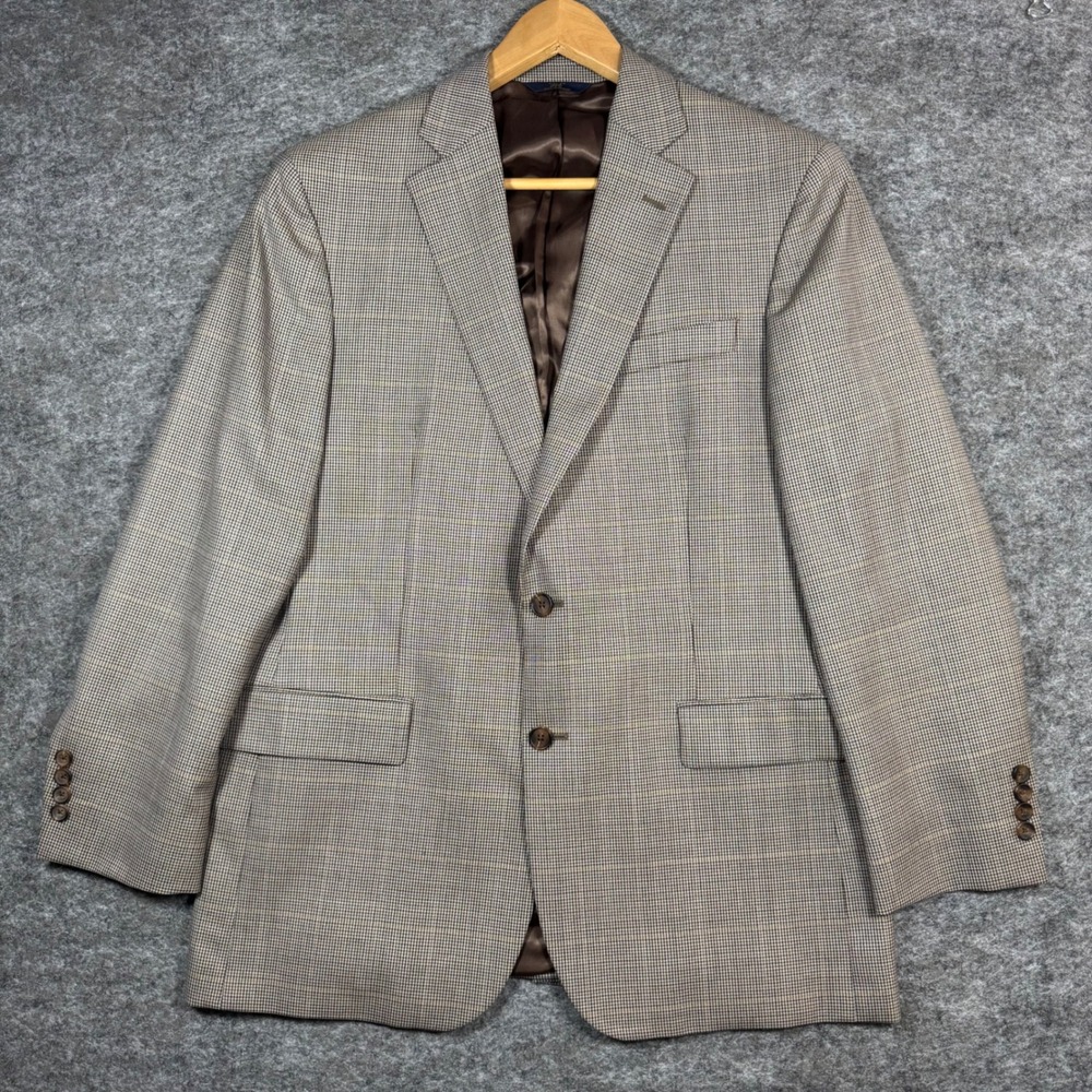 Brooks Brothers 346 Madison Fit Blazer Jacket Mens 42R Wool Houndstooth Brown